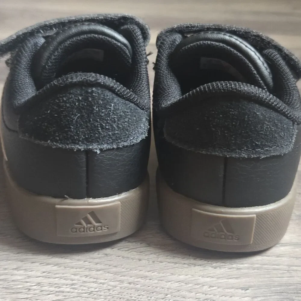 adidas VL Court Toddler Size 8K Black White Gum Sneaker Strap ID9156 Kids Boy